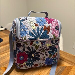 Vera Bradley Quilted Floral Lunch Bag in Light Blue and Floral Print